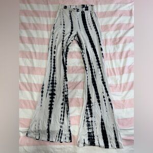 Fashion Nova Black & White Tie-Dye Flare Pants